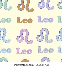 Seamless texture with leo zodiac sign the sketch on the light