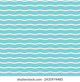 seamless texture with light blue rolling lines on blue background. Wavy lines sign. Marine wallpaper symbol. Sea backdrop logo. flat style.