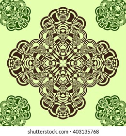 Seamless texture. Light green background with dark green and green pattern