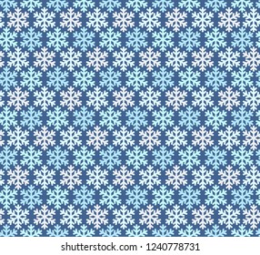 seamless texture of light pink and light blue snowflakes on a blue background