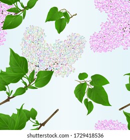 Seamless texture lilac twigs multicolored and light pink with flowers and leaves on a blue background vintage vector illustration hand draw  editable 