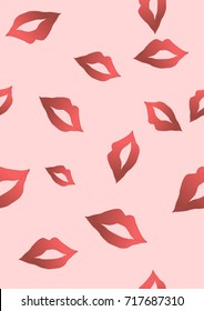 Seamless texture. Lips on a pink background