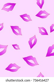 Seamless texture. Lips on a pink background