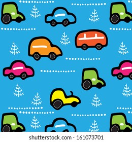 Seamless texture with little cars.