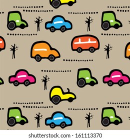 Seamless texture with little cars.