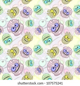 Seamless texture with little monsters or germs