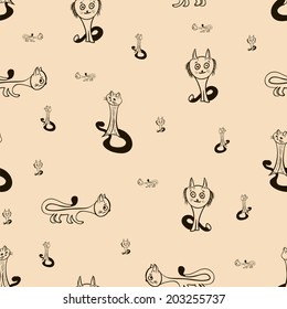 Seamless texture of lovely amusing drawn cats?