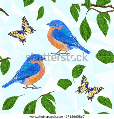 Seamless texture  low-polygonal bird and Butterfly  vector illustration editable hand drawn