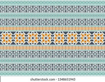 Seamless texture with luxury arabic ornament. Vector border pattern