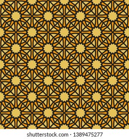 Seamless texture with luxury gold arabic ornament. Vector oriental geometric mosaic pattern