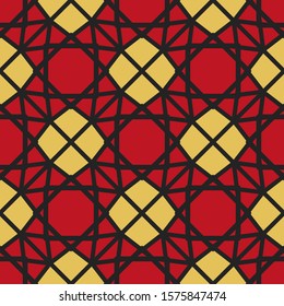 Seamless texture with luxury gold arabic ornament. Vector oriental geometric mosaic pattern
