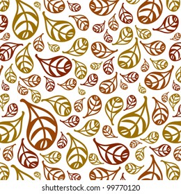 Seamless texture made ??up of abstract chaotic leaf fall / Foliage background.