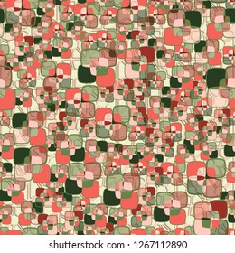 Seamless texture made from color rounded squares. Background consisting of pseudo-relief decorative elements.