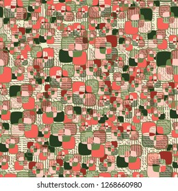 Seamless texture made from color rounded squares. Background consisting of pseudoconvex wavy lines.