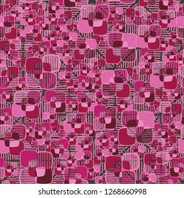 Seamless texture made from color rounded squares. Background consisting of pseudoconvex wavy lines.