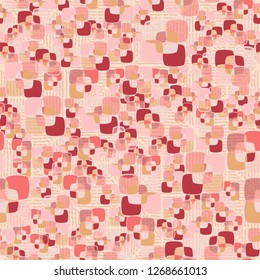 Seamless texture made from color rounded squares. Background consisting of pseudoconvex wavy lines.