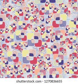 Seamless texture made from color rounded squares. Background made up of square suns.