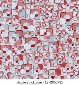 Seamless texture made from color rounded squares. Background consisting of small squares and eight-pointed figures.