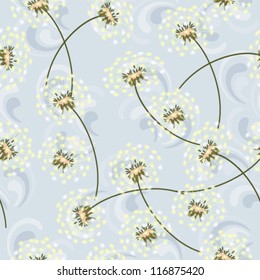Seamless texture made of dandelions and wind waves