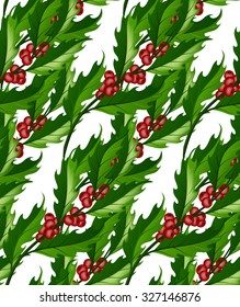 Seamless texture made of holly sprigs symbol of Christmas
