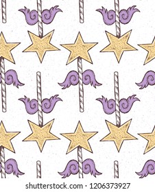 Seamless texture with Magic wand. Repeating pattern. Can be used as wallpaper, desktop, wrapping, fabric or background for your blog, covers, cards.