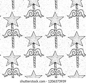Seamless texture with Magic wand. Repeating pattern. Can be used as wallpaper, desktop, wrapping, fabric or background for your blog, covers, cards.