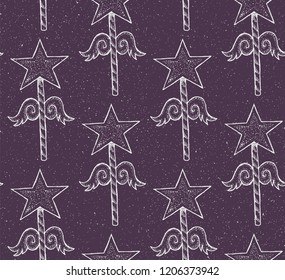Seamless texture with Magic wand. Repeating pattern. Can be used as wallpaper, desktop, wrapping, fabric or background for your blog, covers, cards.