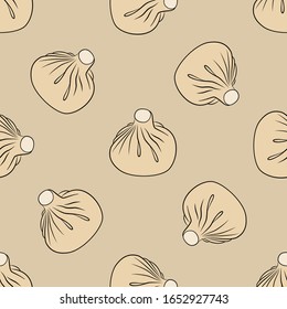 Seamless texture manti food. Isolated. Vector illustration. Traditional cuisine. Georgia.