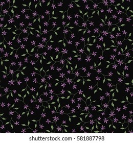 Seamless Texture with Many Small Flowers. Random Scattered Ornament. Feminine Romantic Background for Textile, Fabric, Calico, Print, Wallpaper