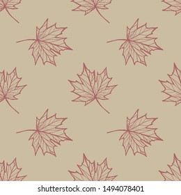 Seamless texture with Maple leaves. Autumn Vintage style Illustration. 