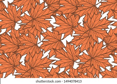 Seamless texture with Maple leaves. Autumn Vintage style Illustration. 