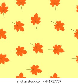 seamless texture of maple leaves on a light orange background.
Perfect for wallpapers, wrapping papers, pattern fills, textile, autumn greeting cards, Thanksgiving Day cards