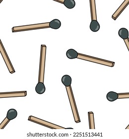 Seamless texture with matches on white background