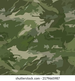 Seamless Texture Military Camouflage Repeats Army Green Hunting. Vector Illustration.