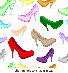 Seamless texture with multi-colored female a shoe