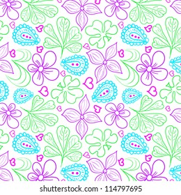 Seamless texture with multicolored flowers