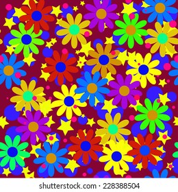 seamless texture with multicolored flowers