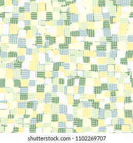 Seamless texture. Multicolored pattern. Rounded quadrangles. Grid of striped squares. Cheerful camouflage.