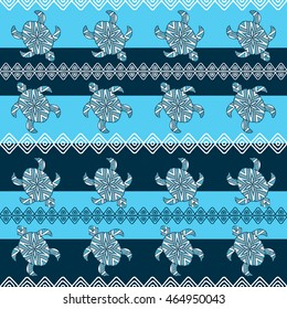 Seamless texture. multicolored pattern  turtle,  detailed Doodles, decorative strips