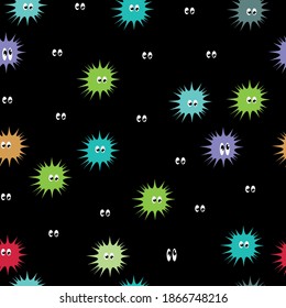 Seamless texture multi-colored spines with eyes, pattern for children's clothing or packaging paper