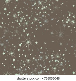 Seamless texture from multi-colored stars. Chaotic spread. Festive texture.
