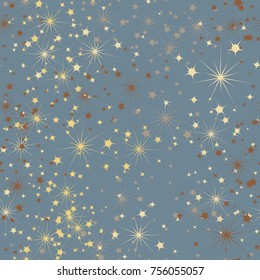 Seamless texture from multi-colored stars. Chaotic spread. Festive texture.