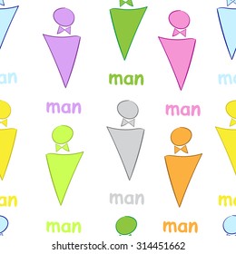 Seamless texture with multi-colored toilet man signs
