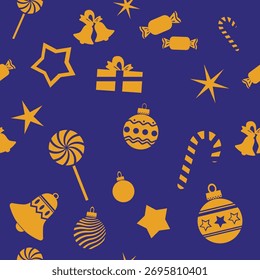 Seamless texture with New Year's accessories. Vector.