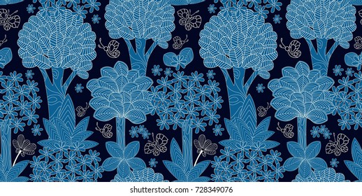 seamless texture with night fable forest  for your design
