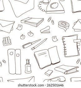 Seamless texture with office subjects. Vector illustration