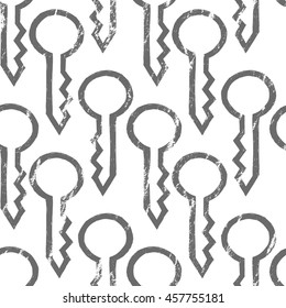 Seamless texture. Old keys. Grunge illustration.  Drawn by hand. It can be use for background, clothing design, wrapping paper.