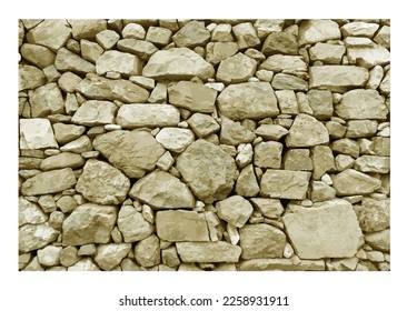 Seamless texture of old stone. Breccia. Classic vintage brickwork of the facade. Vector graphics