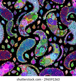 Seamless texture on black background. Vector illustration. Seamless pattern for your design wallpapers, pattern fills, web page backgrounds, surface textures. 