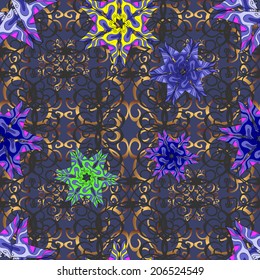 Seamless texture on blue background. Vector illustration. Seamless pattern for your design wallpapers, pattern fills, web page backgrounds, surface textures. 